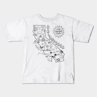 California State Map with Pictures Kids T-Shirt